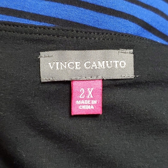 Vince Camuto Striped V-Neck Short Sleeve Top - Picture 3 of 5